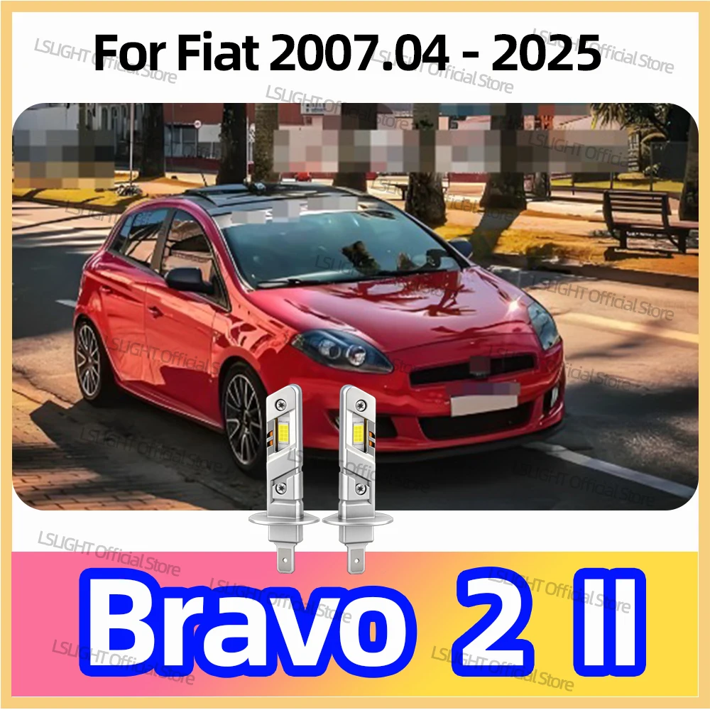 2Pcs Wireless LED Head Lamps 6000K Auto Front Headlights 30000LM For Fiat Bravo 2 II Hatchback 2007-2023 2024 2025 Plug-N-Play