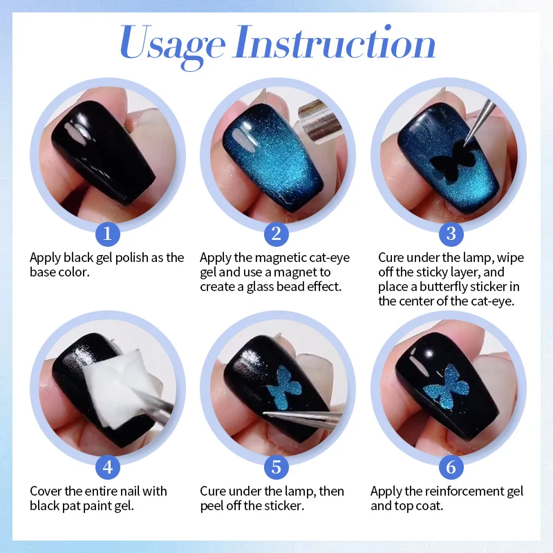 ولد جميلة 6 قطعة/المجموعة الزجاج حبة بريق القط المغناطيسي هلام مسمار مجموعة طلاء الأظافر نقع قبالة جميع ل مانيكير مستلزمات الأظافر #6