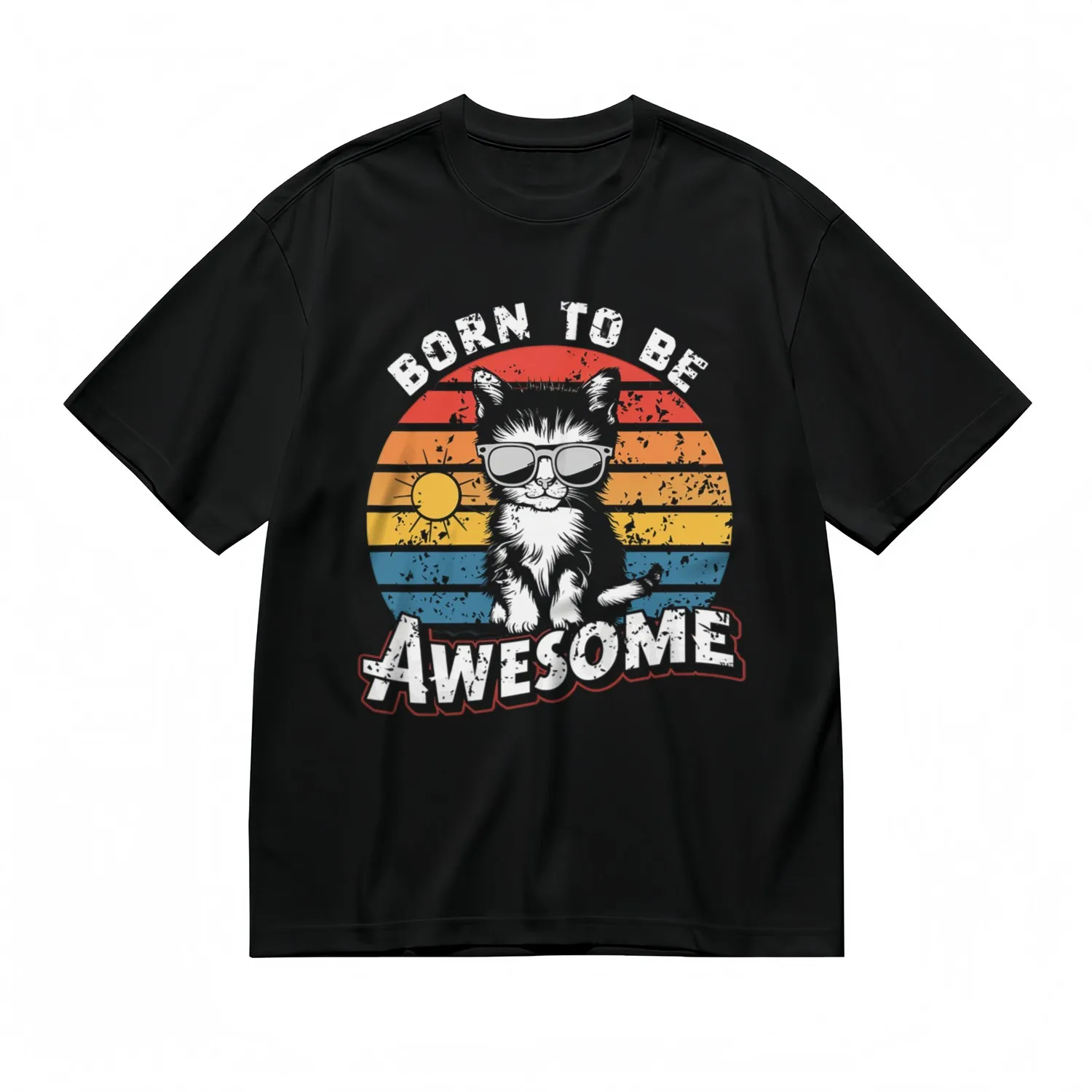 

Fashion Comfortable Classic T-Shirt Awesome Cat Printed 100% Cotton Tee Casual fashion trendy T-shirt