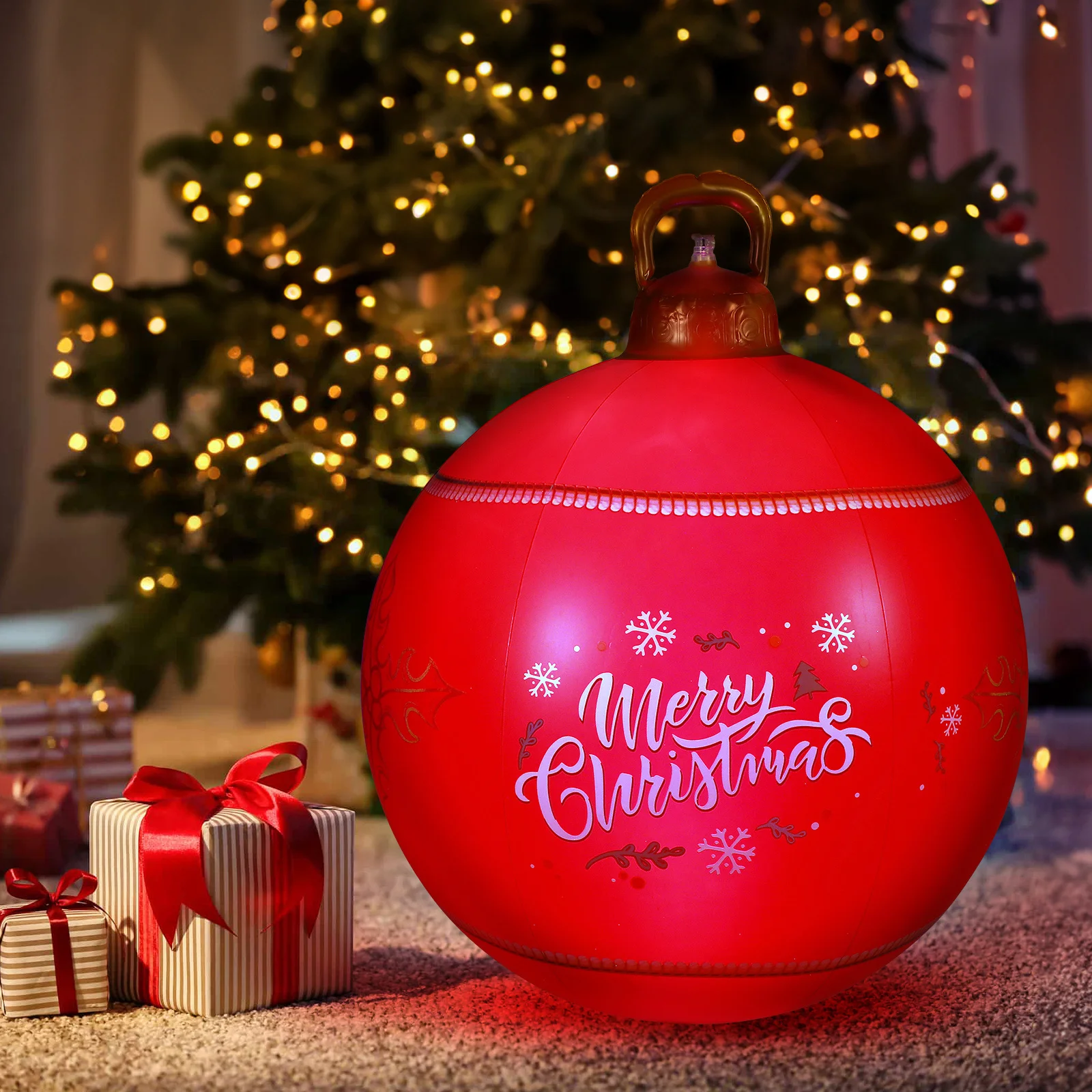 

1Set Inflatable Christmas Ball Multicolor LED Light Outdoor Decorations Xmas Party Supplies Remote Control Decorative Ball