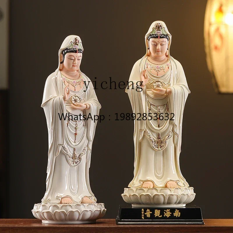 BJ – Statue de bouddha Bodhisattva en céramique, figurine debout, grande compassion, grande miséricorde, Bodhisattva Guanyin