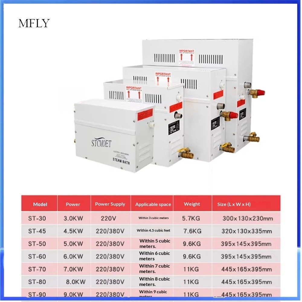 3-9KW Steam Generator 220V/380V Home Steam Maker Machine Sauna Bath SPA Steam Shower Digital Controller Mist Making Machine