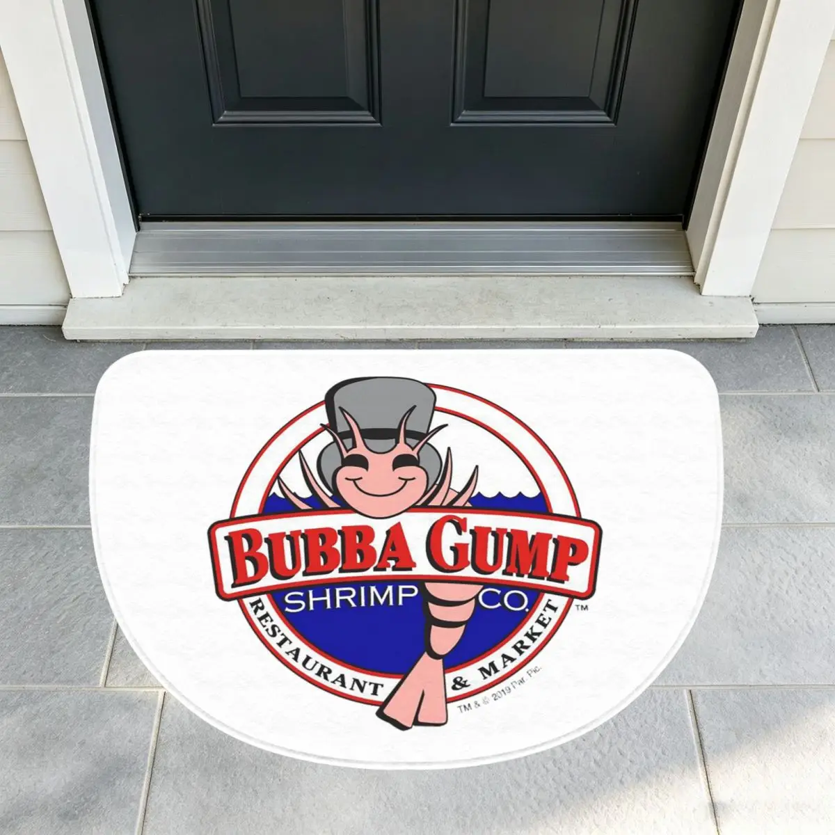 Bubba Gump Forest Shrimp Seafood Soft Flannel Half Round Doormat Non Slip Bathroom Mat Absorbent Floor Carpet for Laundry Room
