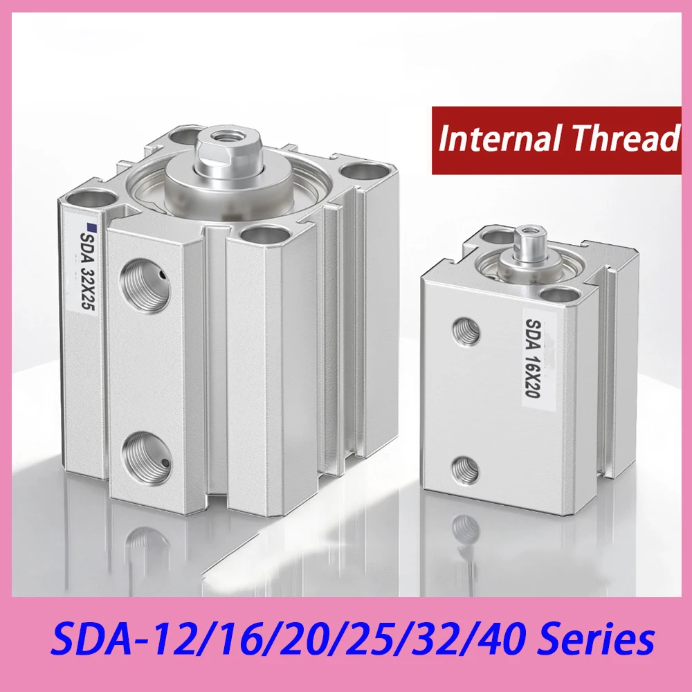 1Pcs Internal thread 5-40mm Stroke Compact Thin Air Cylinders Pneumatic Cylinder SDA 12/16/20/25/32/40 Series Double Acting