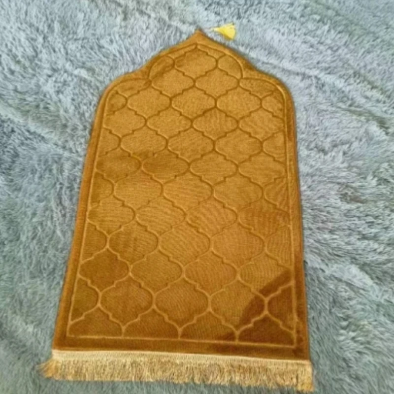 Alfombrilla de franela para oración musulmana Ramadán, alfombra gruesa estampada para adoración, Kneel, suelo en relieve, antideslizante, suave,