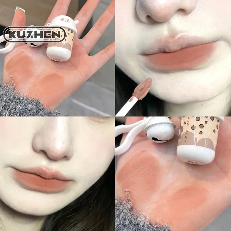 Cute Red Brown Stain Keychain Lip Gloss Waterproof Long-Lasting Easy To Wear Velvet Lip Mud Autumn/Winter Korean Makeup Lip Tint