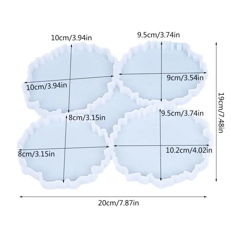 A52E 4 in 1 Achatharzformen Silicon Safe für kreative Untersetzerhalterungen Form Formenharz Kunstwerk – Detail 6