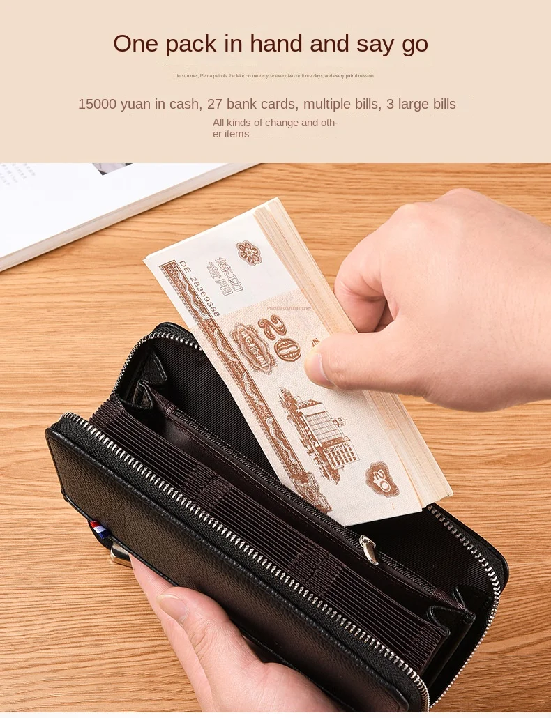 Herren-Lederhandtasche, Multifunktionale Lange Geldbörse, Modische Handytasche mit Großer Kapazität, Personalisierter Kartenhalter 2026 – Detail 6