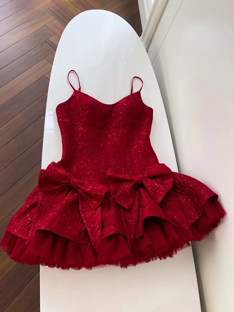 

Red Ele Off-oulder Ballet Dr with Bow Detail Bal Birthday Dr Faionable High Waist A-Line ort Skirt