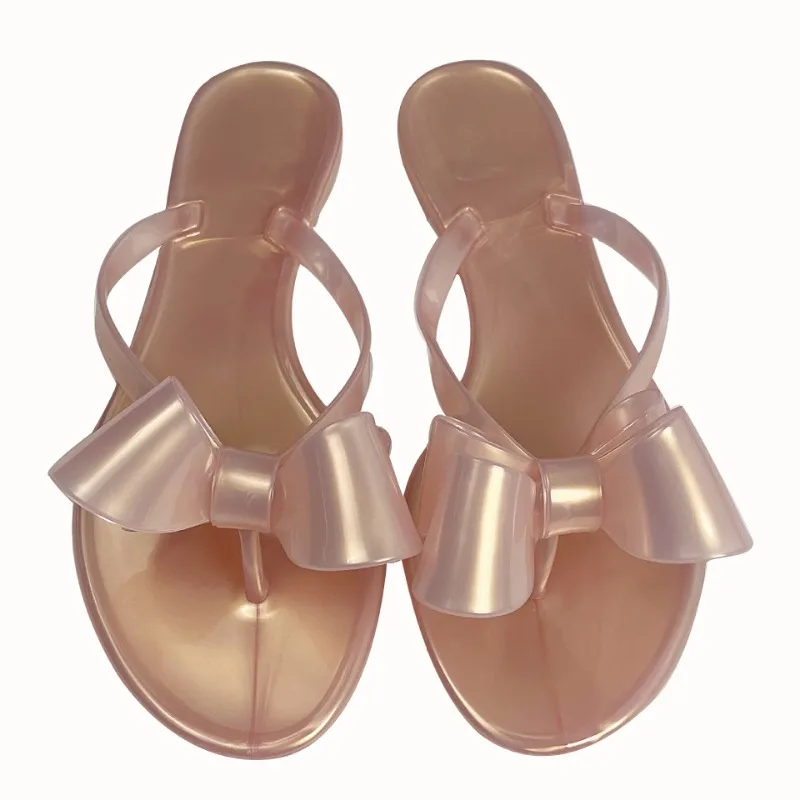 

Новые женские шлепанцы-сандалии с бантом из пластика, модные летние нескользящие легкие тапочки для дома и прогулок