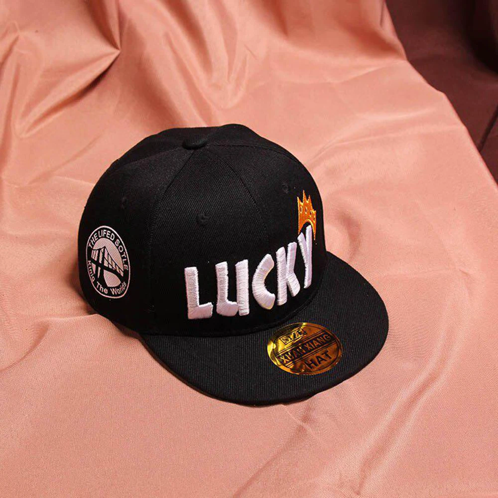 Lucky Baby Boys Sun Hat Embroidery Cotton Girls Baseball Caps Kids Children\'s Fashion Hip Hop Hat 3-10 Years