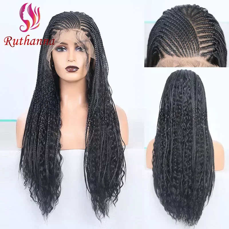 New Afro Dreadlocks 13x6 Lace Front Braided Wig Synthetic Jumbo Braids Wig For Women Transparent Lace Baby Hair Daily Use Wig