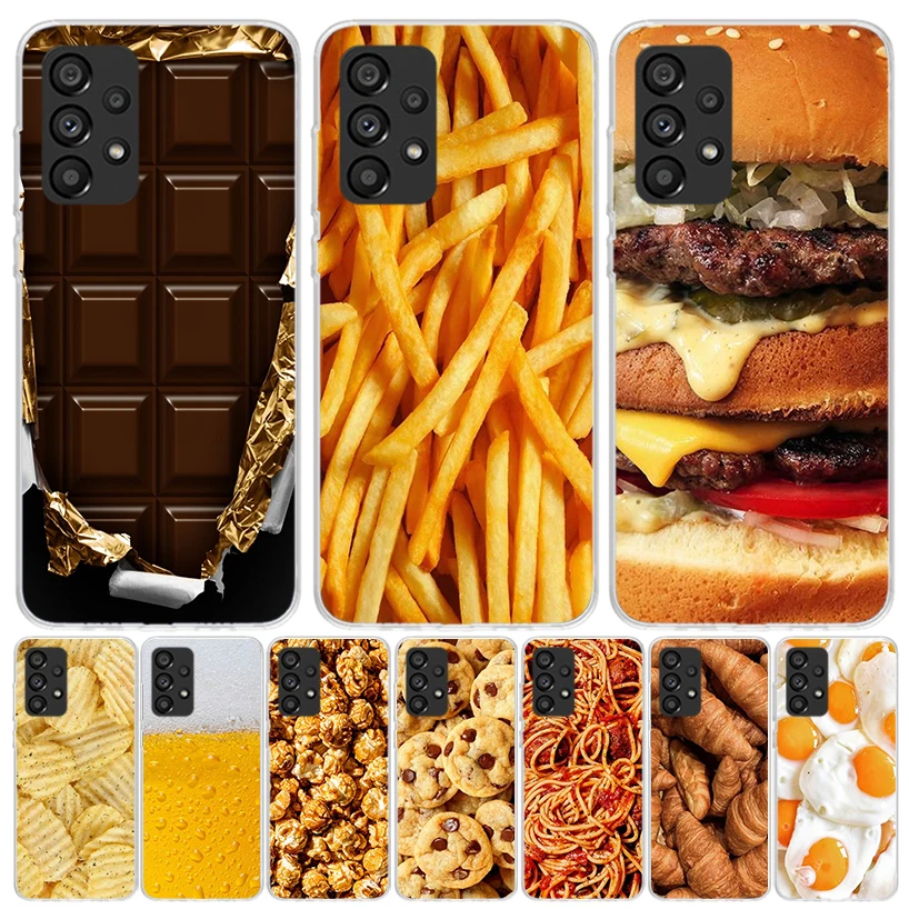 Food Fries Beer Cheese Sushi Cookie Phone Case For Samsung Galaxy A15 A55 A25 A35 A14 A54 A24 A34 A13 A53 A23 A33 A12 A52 A22 A3