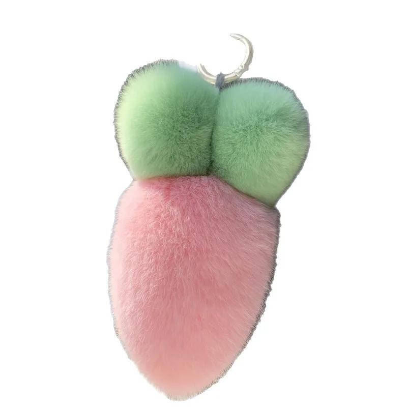 

Cute Rex Rabbit Hair Carrot Car Keychain, Bag Keychain Pendant