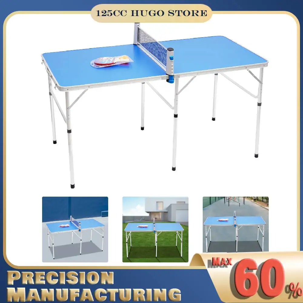  Folding Table Tennis Table w/ 2 Rackets & 3 Balls, Portable Lightweight MDF Ping Pong Table