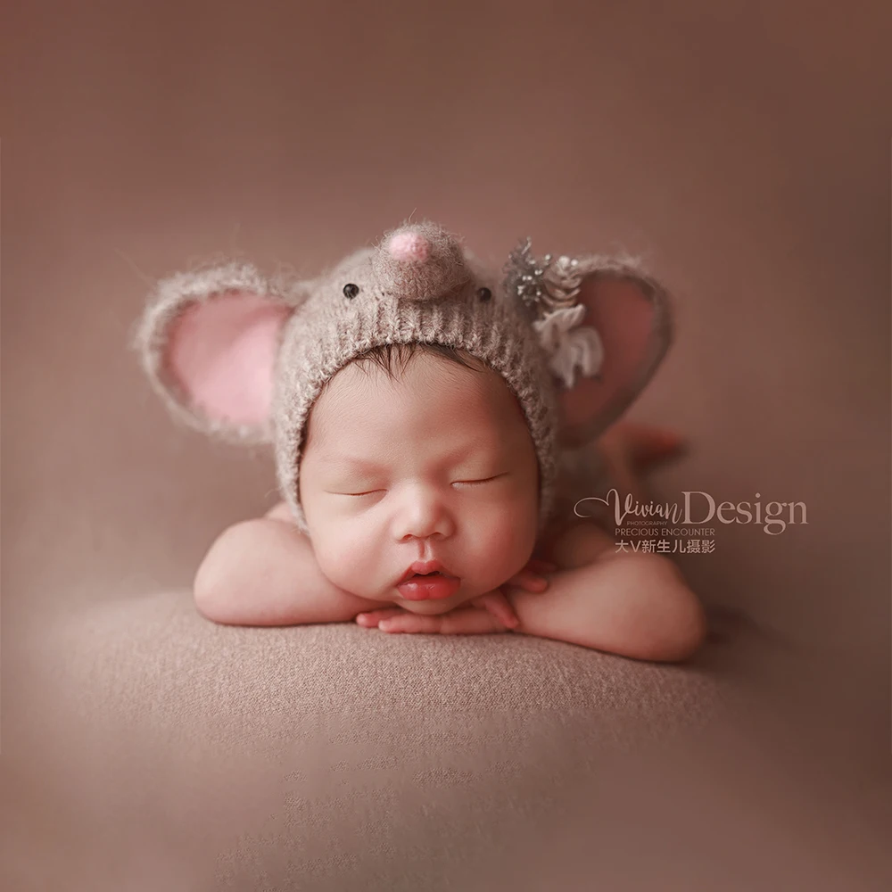 الوليد التصوير الدعائم محبوك يلتف قبعة الفيل الرمادي مع عقال نجمة القمر خلفية ديكور استوديو الصور تبادل لاطلاق النار الطفل الدعائم