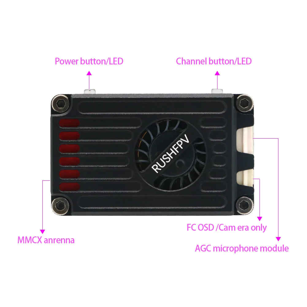RUSHFPV MAX SOLO XBAND 4.9G 2.5W 8CH Transmitter VTX 4.9Ghz CNC Shell Built-In Cooling Fan For RC FPV Range Racing Drone
