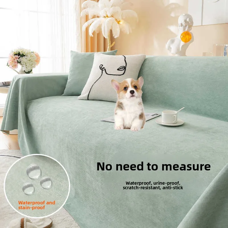 Teddy Velvet Waterproof Couch Towel Simple Solid Color Four Season Universal Furniture Cover Prevent Cat Scratching Blanket