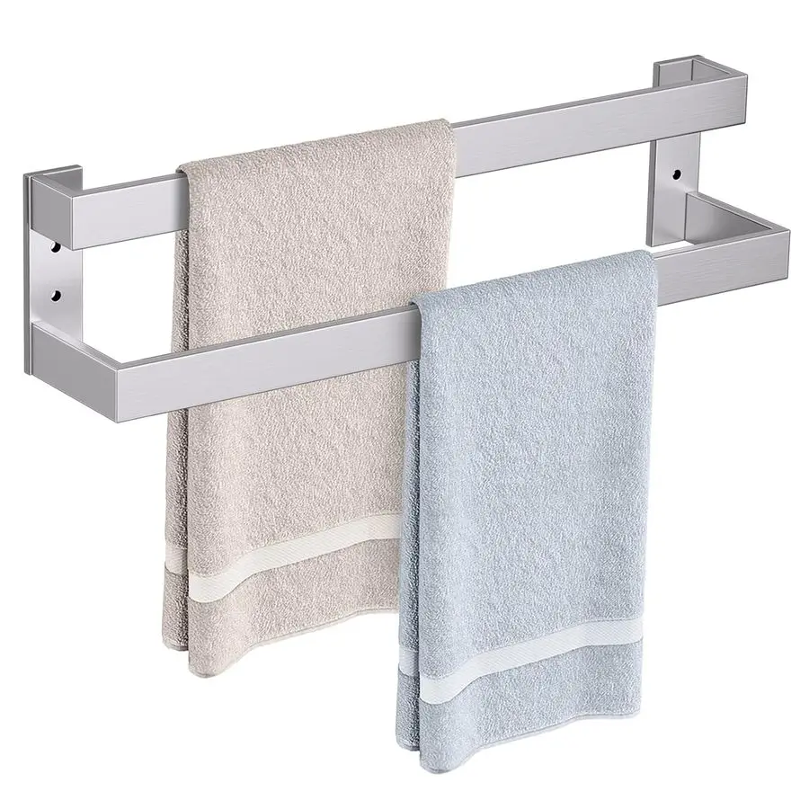 

Двойной держатель для полотенец, настенная вешалка для полотенец из нержавеющей стали, аксессуары для ванной комнаты, матовый никель, 24 дюйма