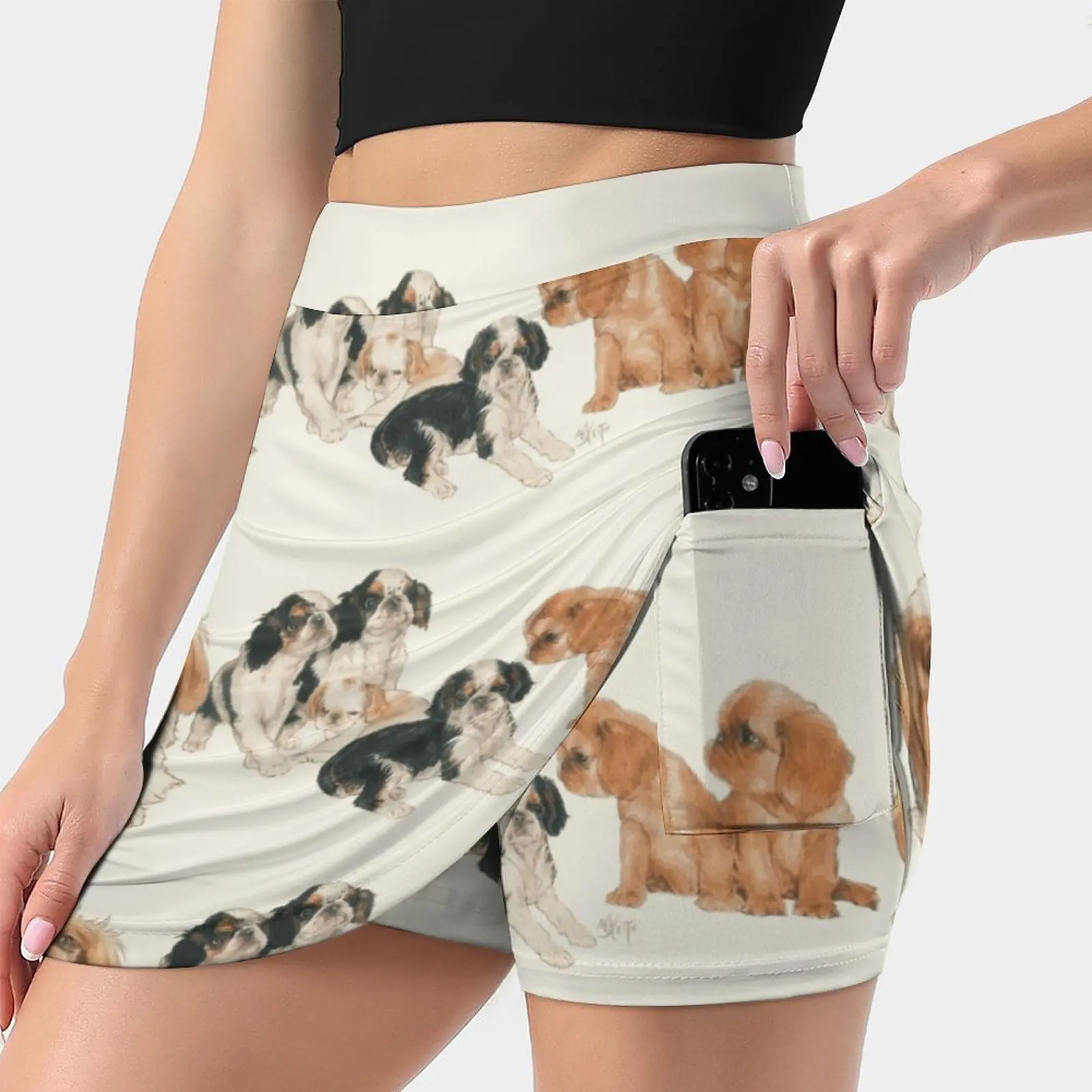 English Toy Spaniel Puppies Summer Women's shorts Skirt 2 In 1 Fitness Yoga Skirt Tennis Skirts Toy Group Dog Pet Canine