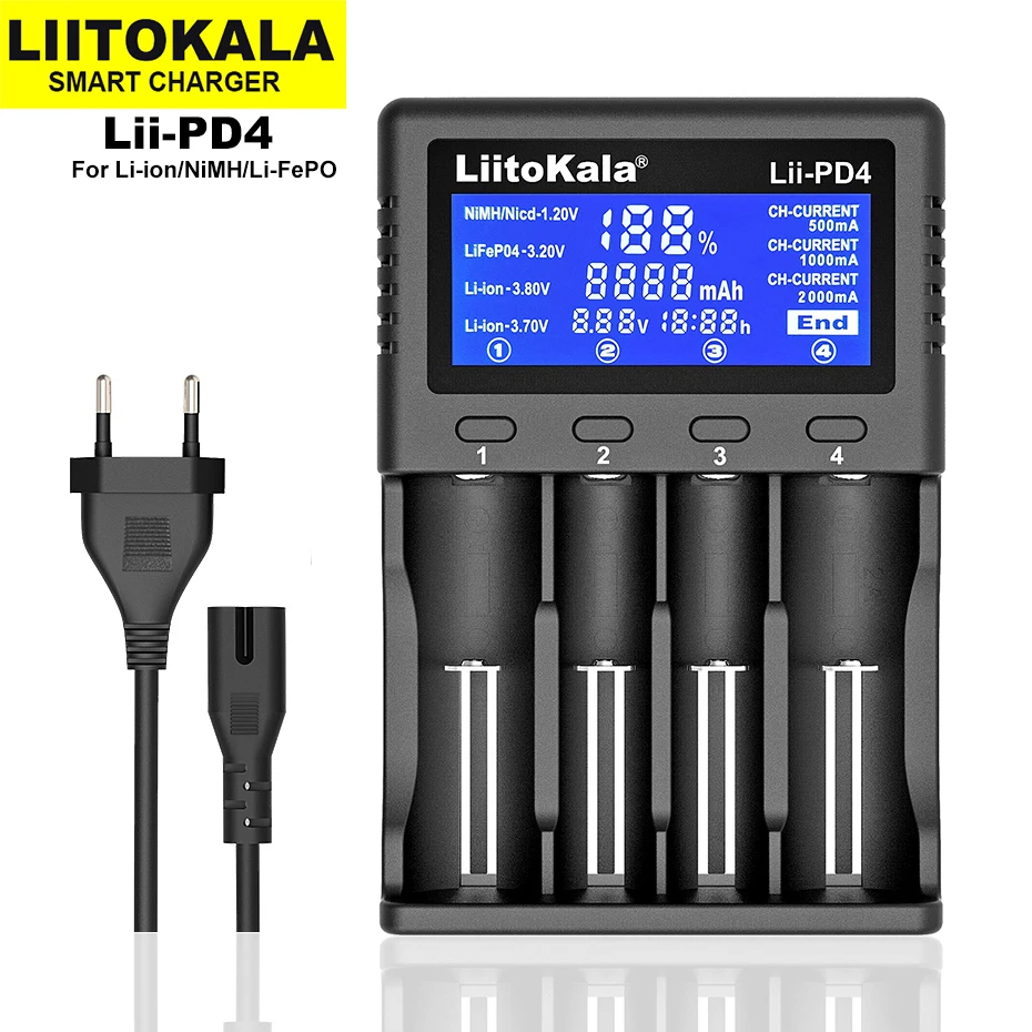 Liitokala Lii-PD4 Lii-S4 Lii-PD2 LiiS2 LiiS1 18650 Charger Universal Smart Charger for 26650 18650 21700 18500 AA AAA battery