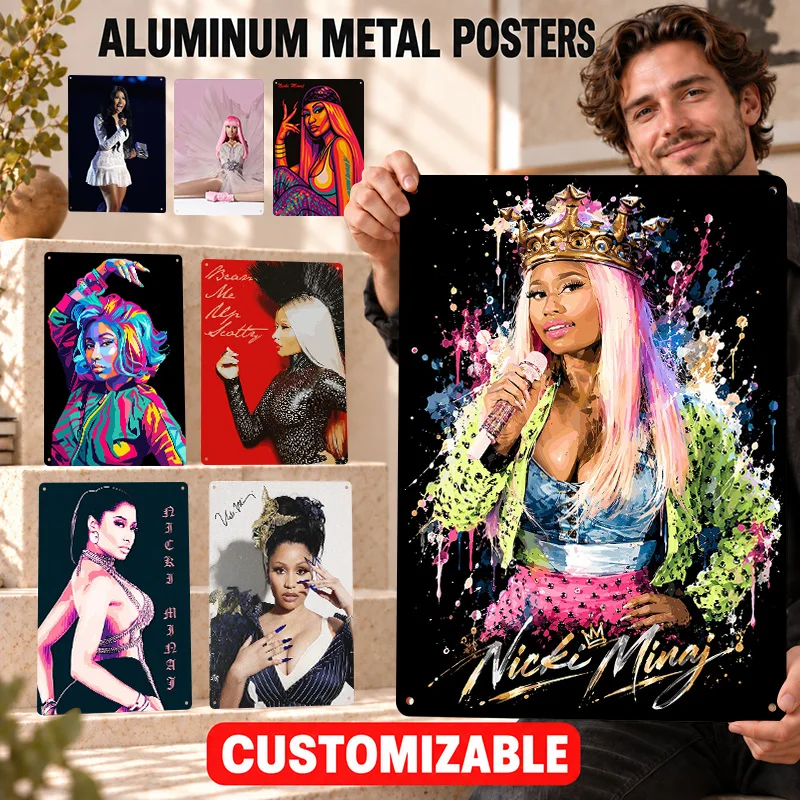 Nicki Minaj Printed Posters Bold Decorative Graphic Bedroom Wall Art Personalized Aluminum Metal Sign Artist Birthday Keepsake