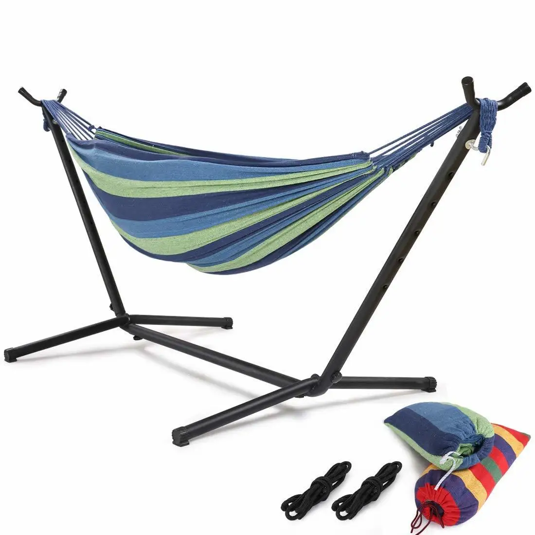 Camping hammock with bracket household indoor and outdoor detachable folding canvas swing rack