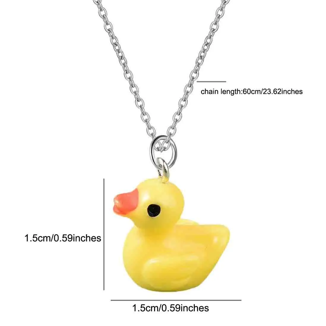 Cute Cartoon Small Little Yellow Duck Pendant Necklace for Women Handmade Silvery Long Chain Necklace Creative Jewelry
