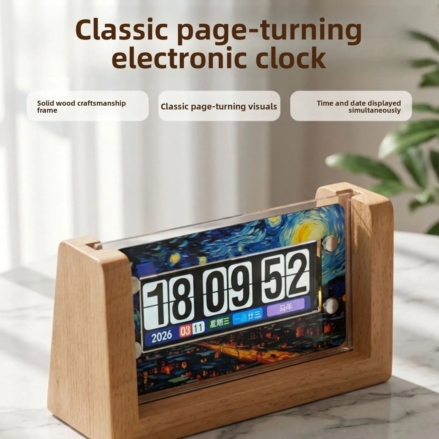 Retro Flip Digital Desk Clock, DIY Creative Number Display, Vintage Style Table Clock for Home Office Decor