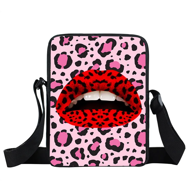 

Leopard Lips Butterfly Print Crossbody Bags Women Handbag Girls Shoulder Bags for Travel Ladies Fashion Messenger Bags Gift