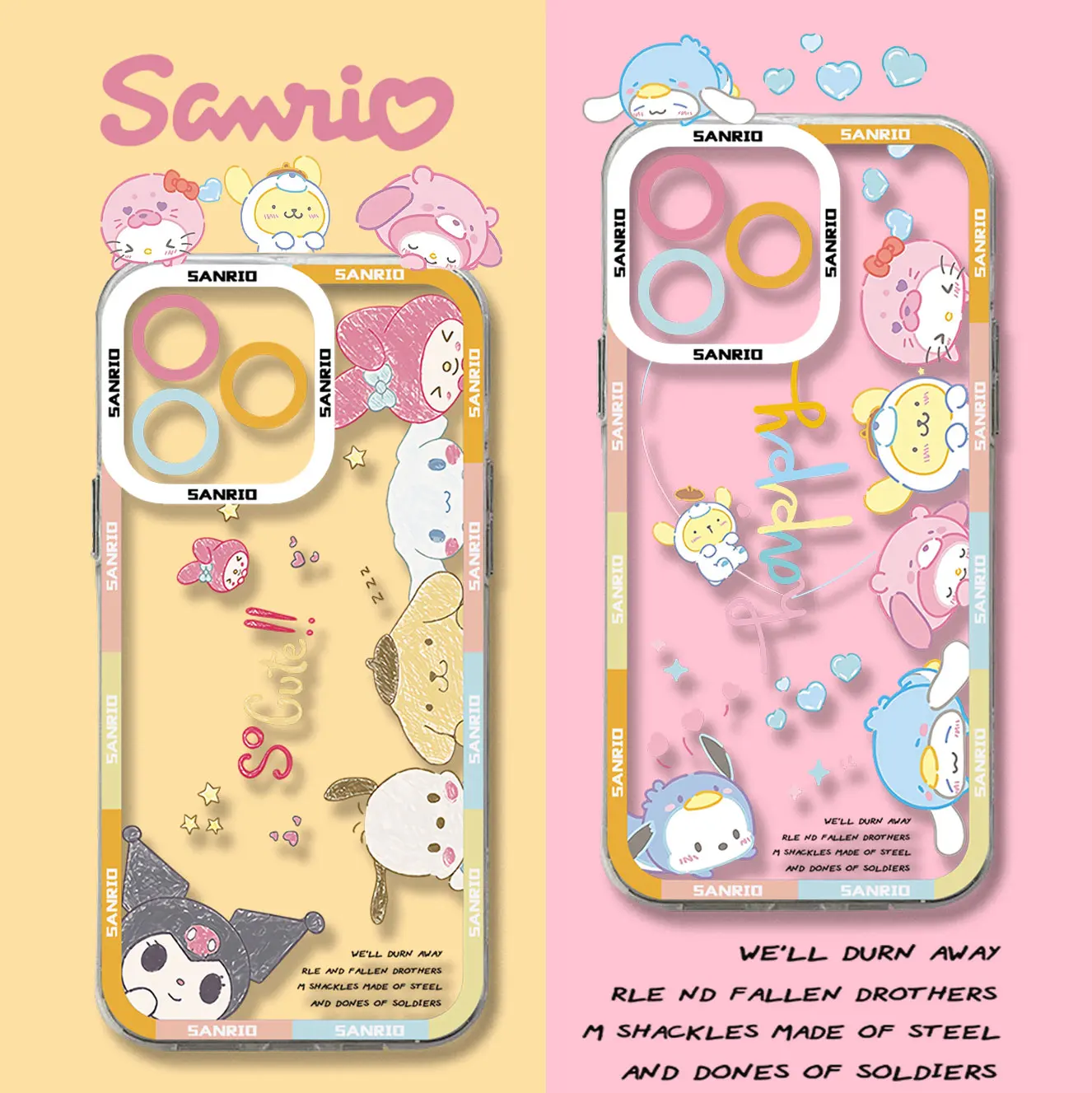 

Sanrios Hello kitty Kuromi Cute Phone Case For Samsung S24 S23 S22 S21 S20 S10 FE Note20 Plus Ultra Lite 5G Clear Soft TPU Cover