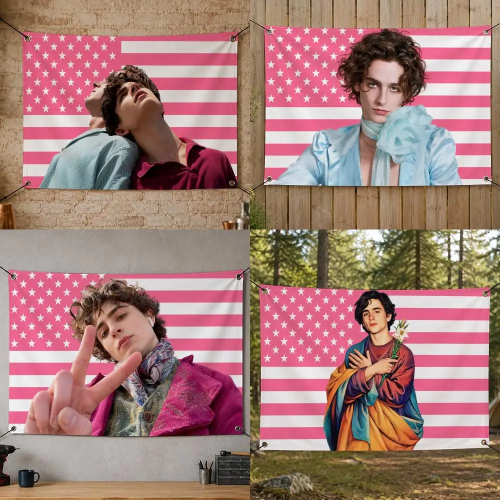 Actor Popular T-Timothee Chalamet Flags Flag Banner for Bedroom Dorm Party Home Living Room Game Room Gift