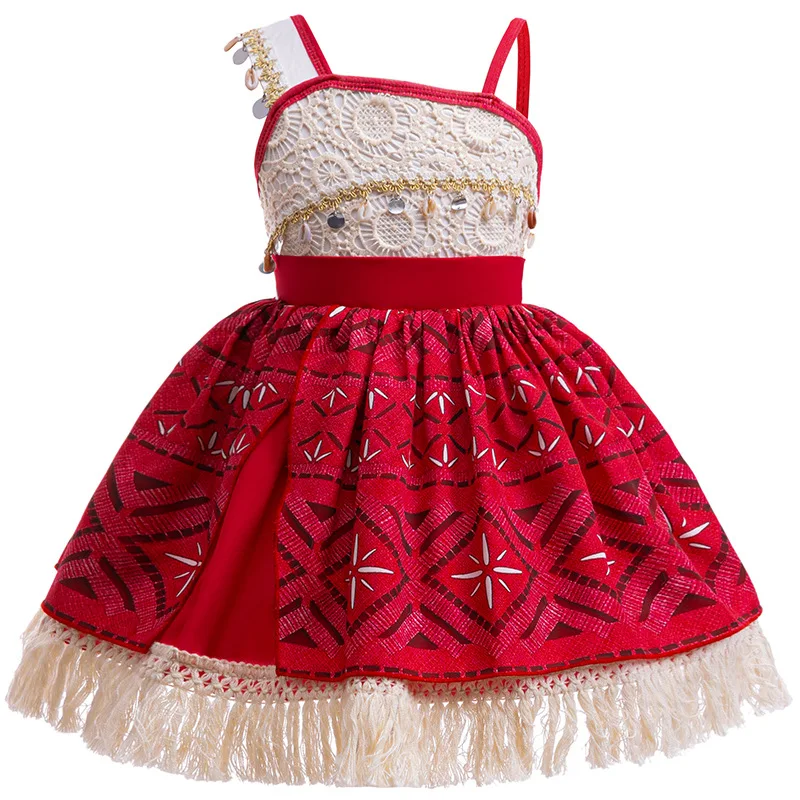 Cute Moana 2 Princess Dress Hollow out Boice Girls Disneyland Trip Vaiana Cosplay Costume Toddler Carnival Birthday Party Frock