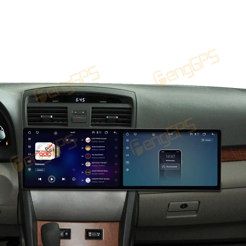 Dual Screen 10.1 Inch Android 15 CarPlay Car Radio For Toyota Camry 2007-2011 Touch Screen Multimedia Player GPS Navigation DSP