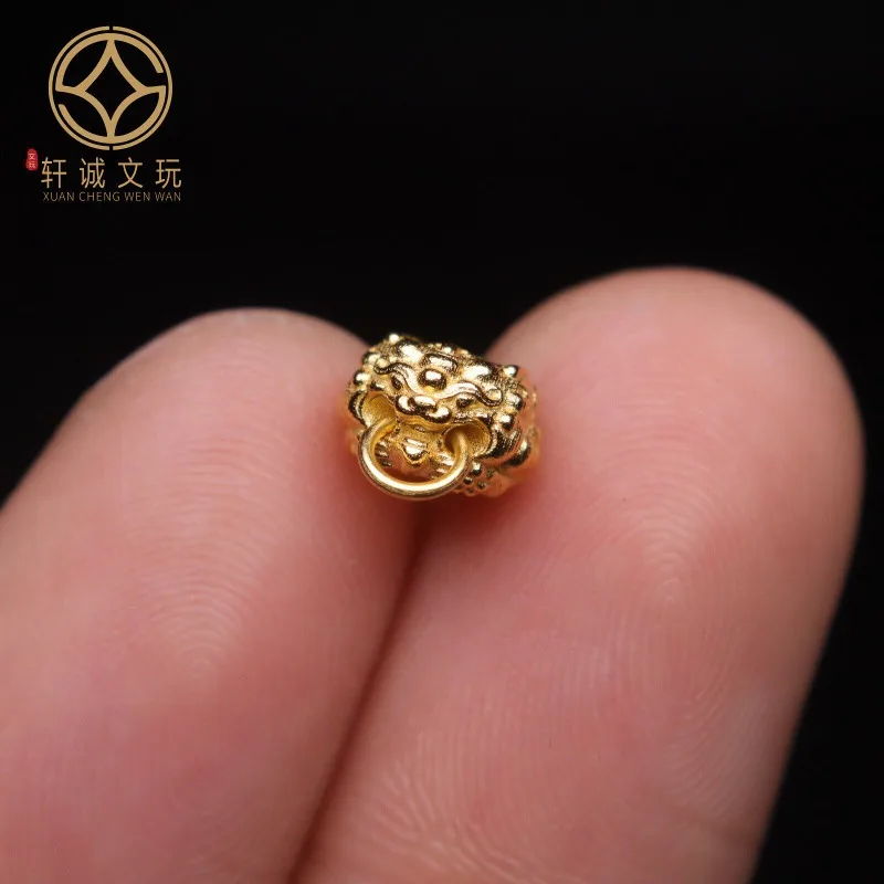 Original Gold Plated Pixiu Beast Sliding Ring Spacer Beads Handmade Bracelet Necklace DIY Meditation Craft Spiritual Accessory