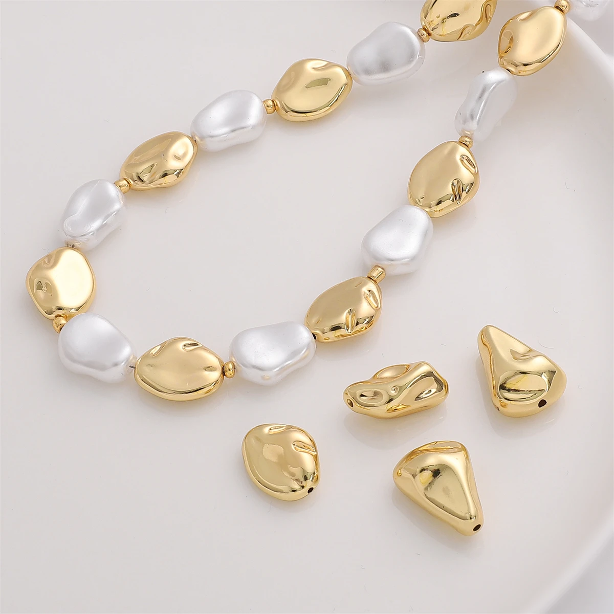 1pcs 14K Gold Plated CCB Beads Baroque Style Charm Beads for Necklace Bracelet DIY Handmade Jewelry Making Accessories