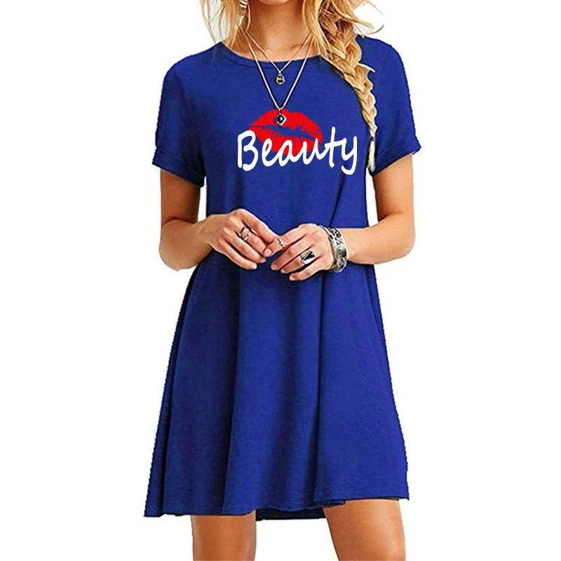 Women's Fashion Dresses Solid Color Casual Dress Party Dress Elegant Ladies Loose Cotton Dresses Summer Short Sleeve