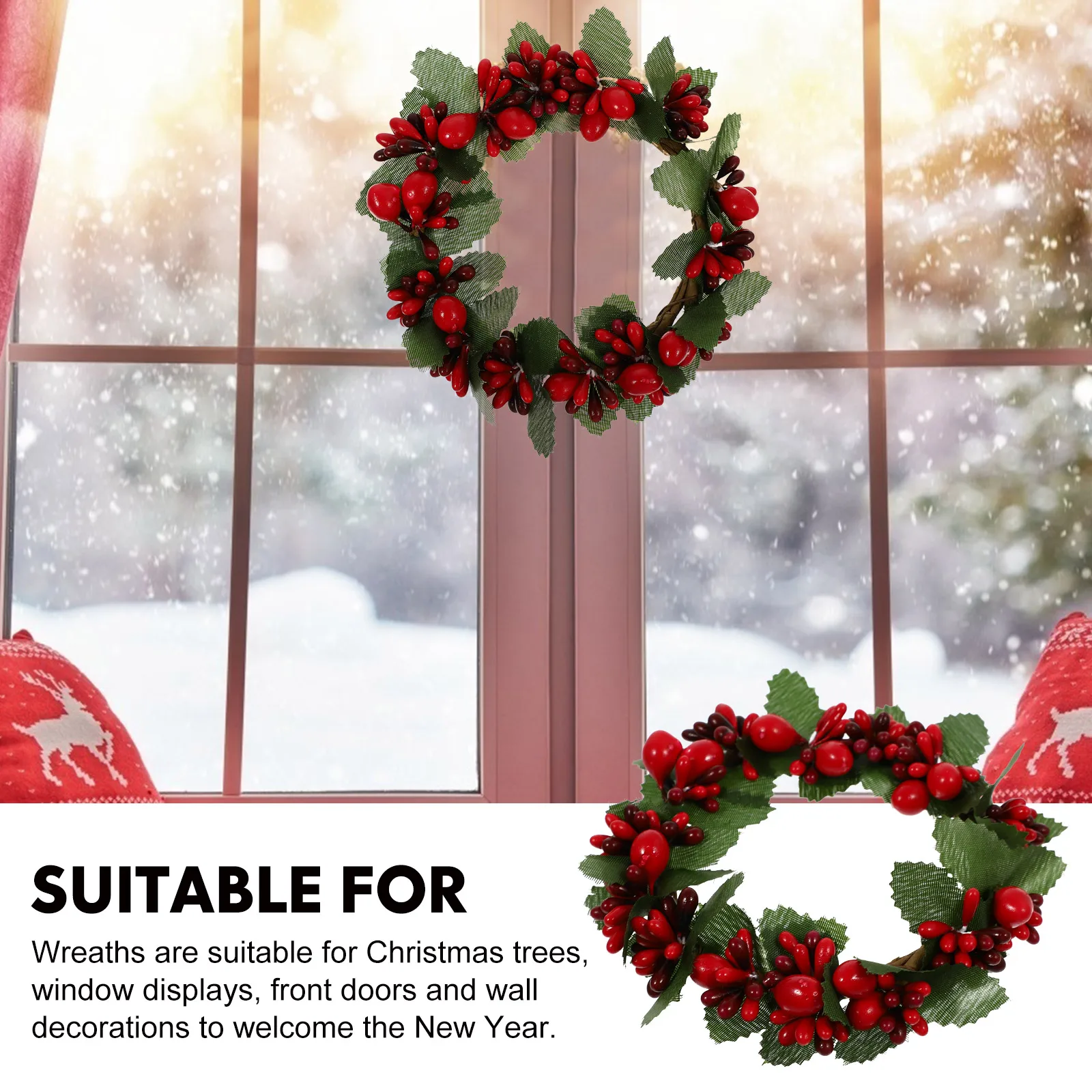 

2 Pcs Xmas Artificial Garland Christmas Crafts Decorations Berries for Wreaths Water Cup Berry Indoor