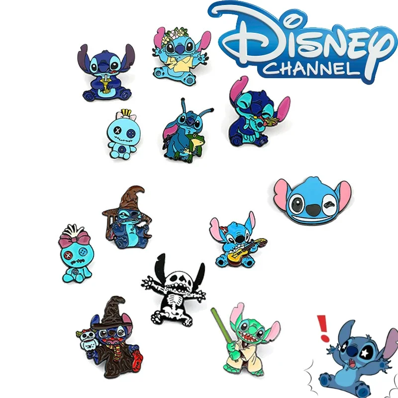 Disney-Alfileres esmaltados de Stitch, broche de monstruo alienígena azul, insignia de iconos de dibujos animados para bolsos, Pin de solapa de cuello de mezclilla, regalo de joyería