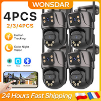 4/3/2 PCS Option 4K IP WIFI Camera Dual Lens Dual Screen Outdoor Camera Auto Track Security Protection CCTV Surveillance iCSee