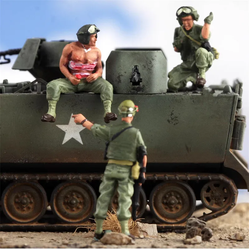 1:72 مقياس نموذج 3 قطعة الجنود المدرعة الأمريكي الراحة واستعادة الجندي عمل الشكل DIY بها بنفسك المشهد مجموعة الإكسسوارات العرض