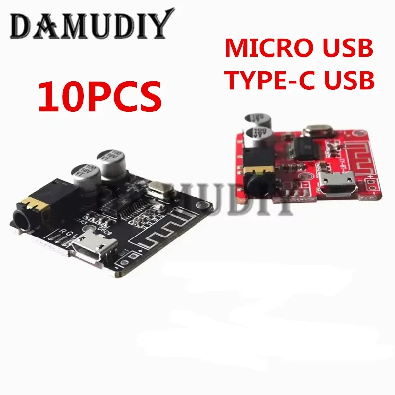 10 Peças Placa Receptora de Áudio BT 5.0 Decodificador MP3 Sem Perdas Módulo de Música Estéreo Sem Fio 3.7-5V XY-BT-Mini TIPO-C