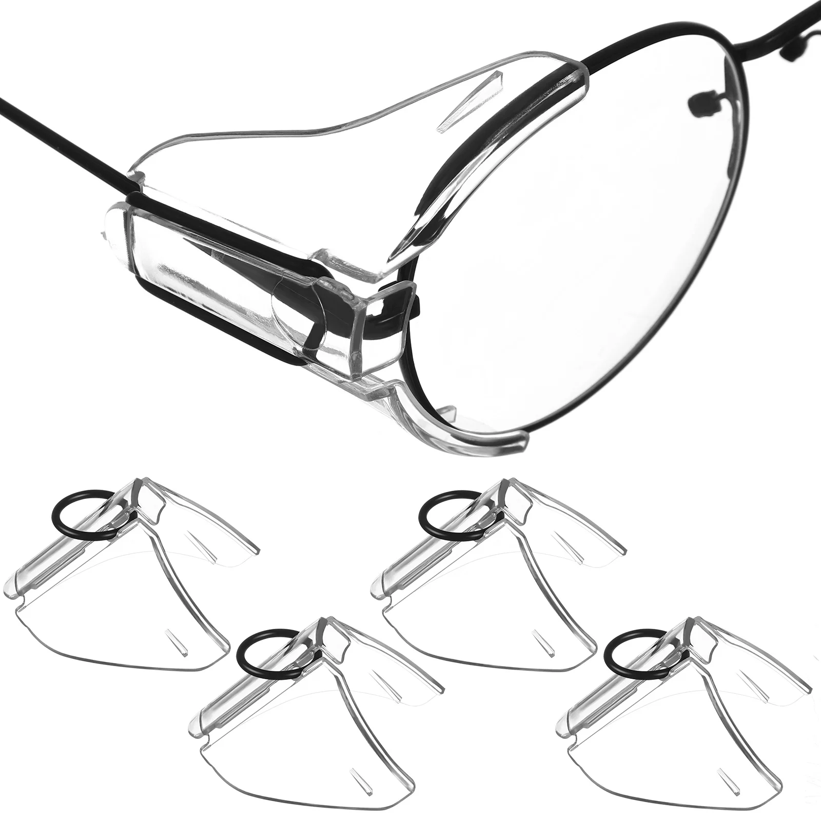 زوجان من النظارات ذات الدرع الجانبي للكمبيوتر الشخصي، أوراق واقية ناعمة بمشبك على نظارات السلامة، واقيات جانبية للنظارات الشمسية الواقية