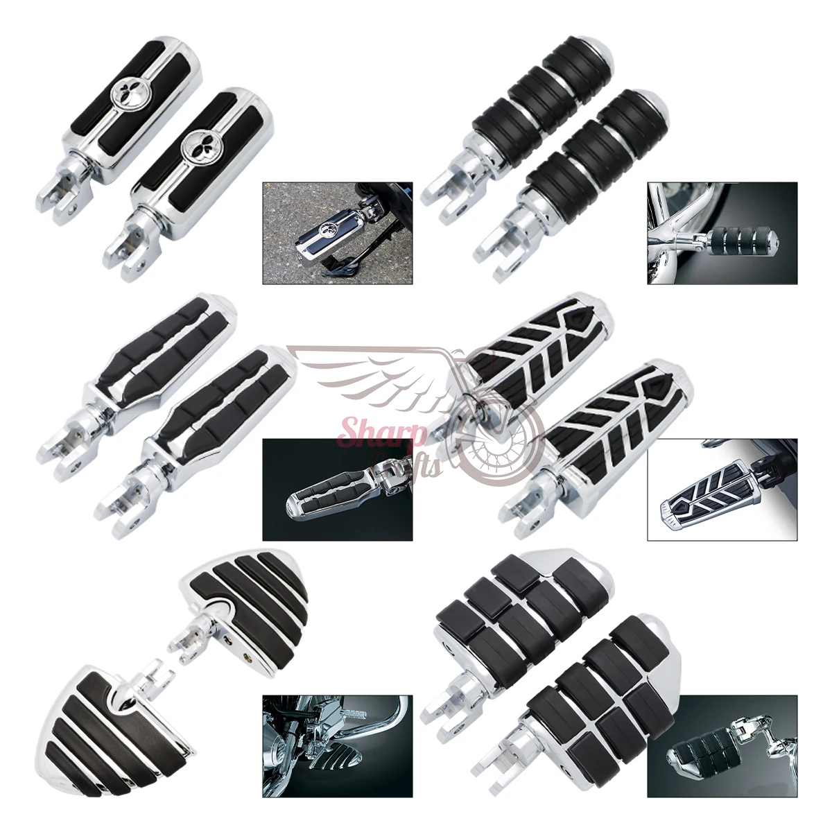 Motorrad Fußstützen Fußrasten Pedale Dielen für Yamaha Dragstar V-Star XVS650 XVS1100 Virago XV750 XV1100 V-Max Stryker