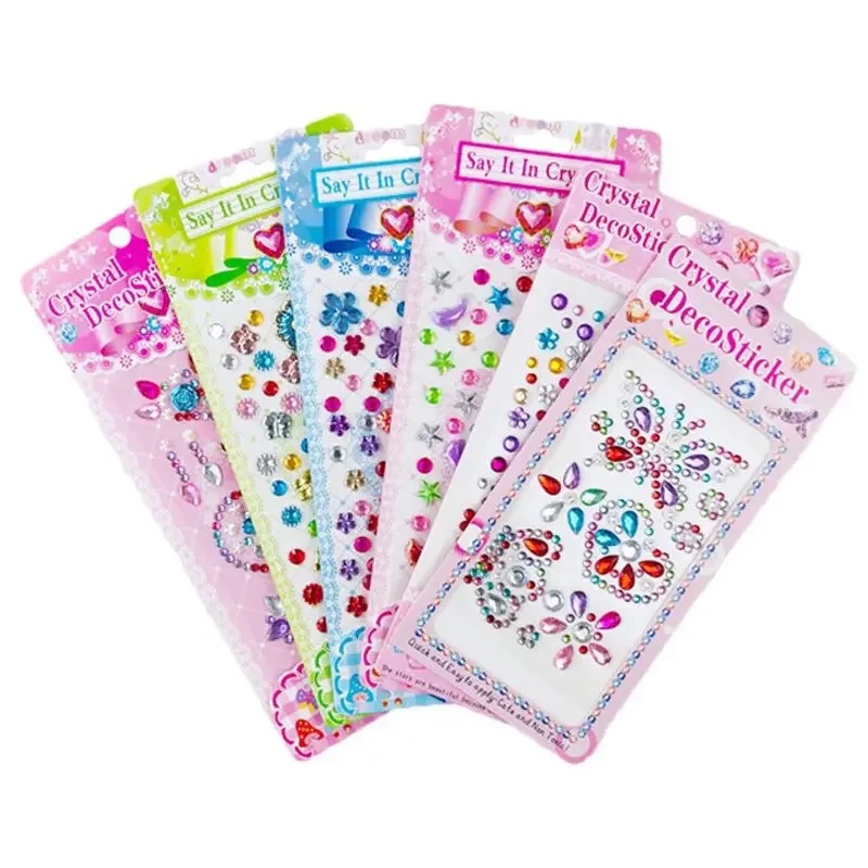 

Colorful Crystal Stickers Children Toy Face Decorations Rhinestone Stickers DIY Diamonds Stickers Music Festival Halloween Party