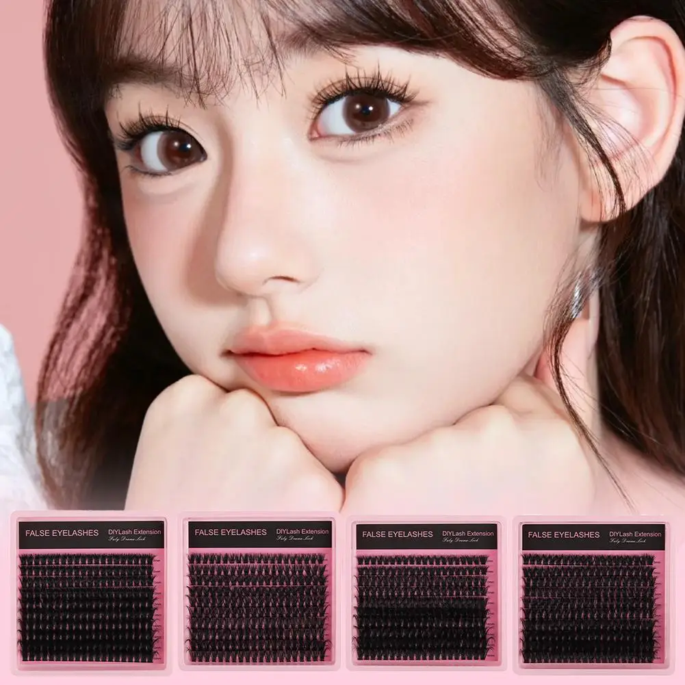 Fofo bagunçado cílios postiços extensão grosso diy d curl cílios capacidade ferramenta de maquiagem grande cluster falso cílios individuais x6h8