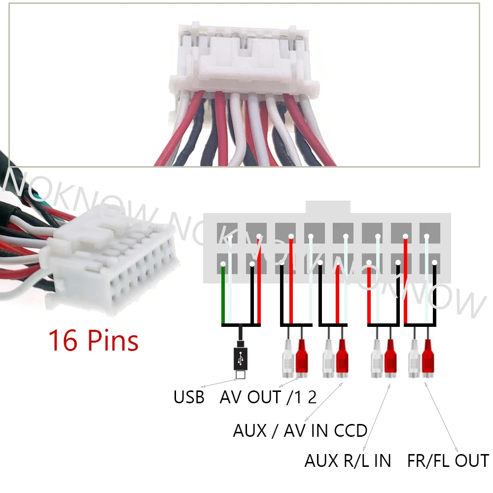 16 Pin 8 RCA Output Wire USB Female Head Harness Subwoofer Cable Adapter Wiring Connector Android Radio Car DVD CD Accessories