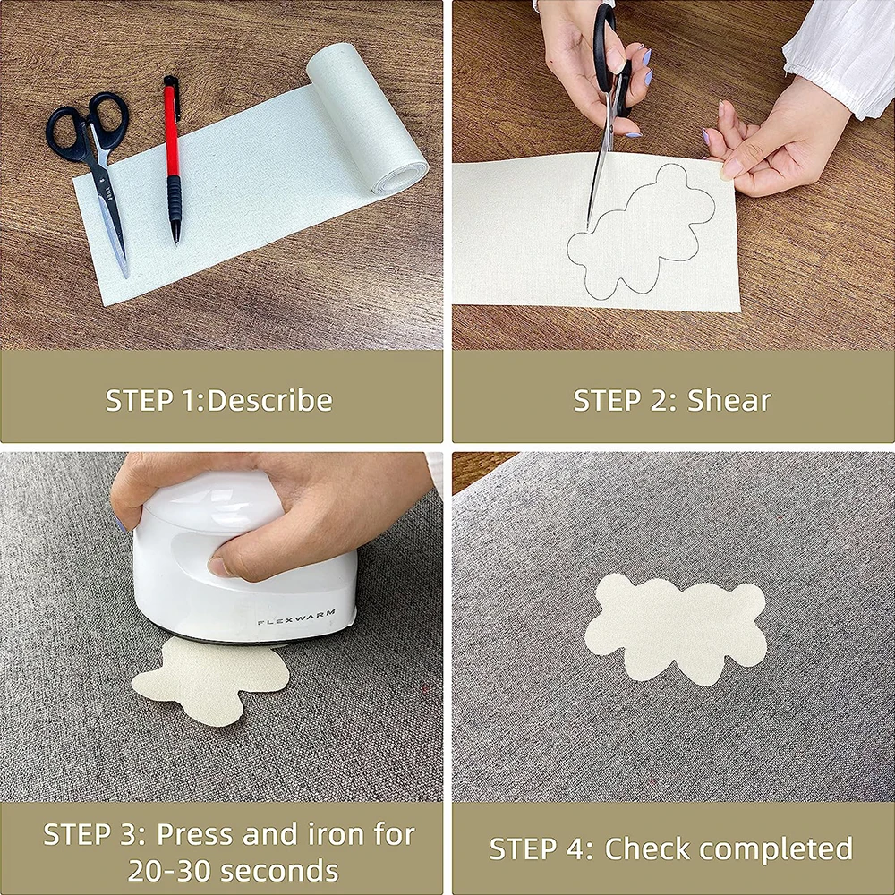 3.1インチ x 20インチ 5色 長方形 ツイル アイロン接着パッチ DIY 修理用生地 衣類バッグ ジーンズ 修理＆装飾用