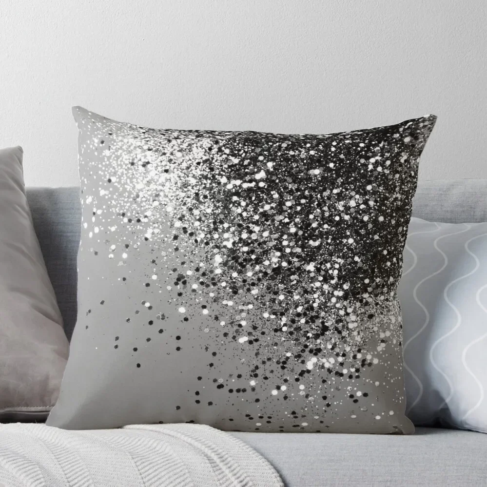 Sparkling Silver Gray Lady Glitter #1 (Faux Glitter) #shiny #decor #art Throw Pillow pillow pillowcase