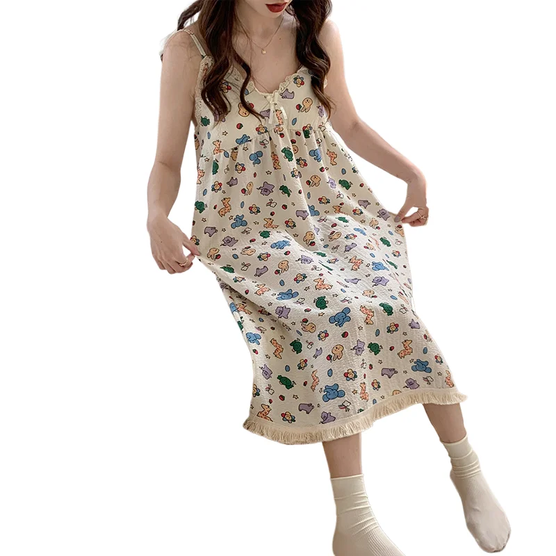 

Women's Lace Sling Nightgown Sexy Sleepwear Lingerie V Neck Suspender Nightdress Soft Cute Suspender Loose Nightgown